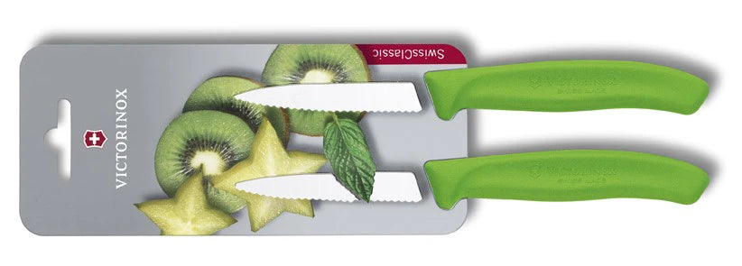 Victorinox 2-dielna súprava nožov so zúbkovanou čepeľou Swiss Classic, zelená