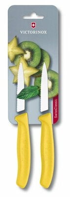 Victorinox 2-dielna súprava nožov so zúbkovanou čepeľou Swiss Classic, žltá