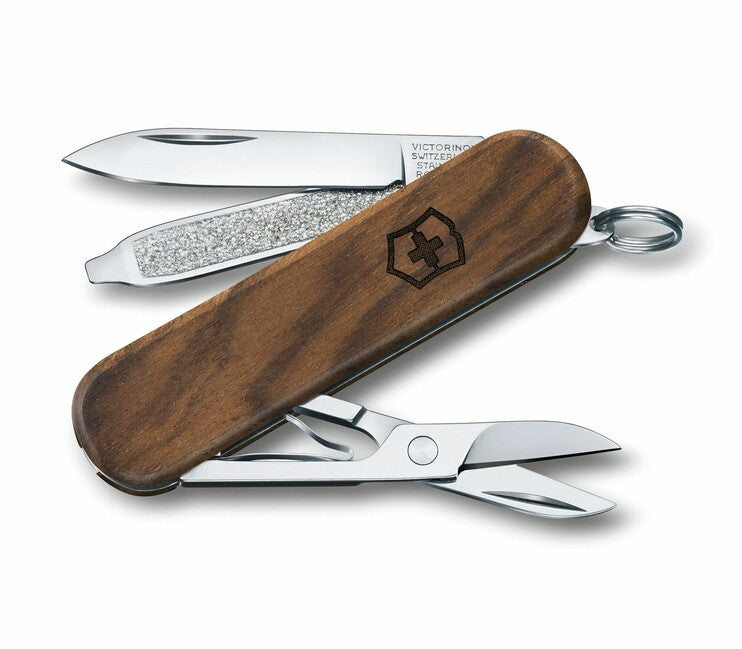 Victorinox Classic SD Wood Multitool, 58mm, Walnut Wood Knife, 5 Functions