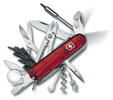 Victorinox CyberTool Lite Multitool 91mm with LED, Transparent Red Knife, 36 Functions