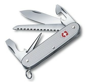 Victorinox Farmer Alox Multitool, 93mm, Serrated Handle, Silver Knife, 9 Functions
