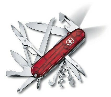 Victorinox Huntsman Lite Multitool 91mm, LED, Transparent Red Knife, 21 Functions