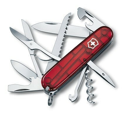 Victorinox Huntsman Ruby Multitool 91mm, Transparent Red, 15 Functions Knife, Blister