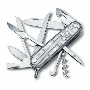 Victorinox Huntsman SilverTech Multi-Tool 91mm, Transparent, 15 Functions Knife, Blister