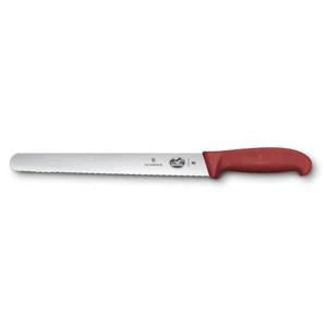 Victorinox Slicing Knife, Serrated Edge Fibrox, Red