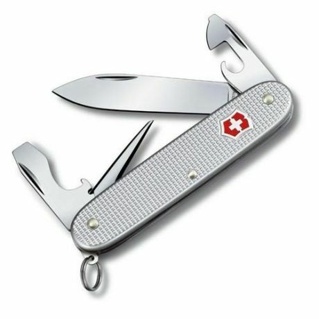 Victorinox Pioneer Alox Multitool 93mm, Silver, Serrated Handle Knife, 8 Functions