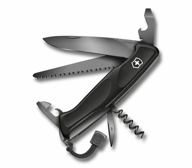 Victorinox RangerGrip 55 Onyx Black Multitool, Black Monochromatic Knife, 12 Functions