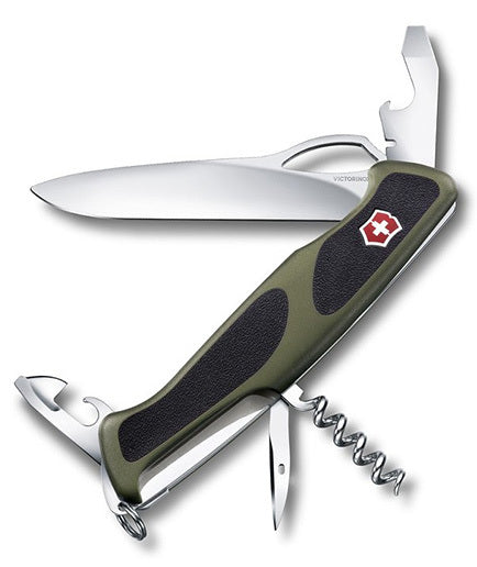 Victorinox RangerGrip 61 Multi-Tool, Green-Black, 11 Functions Knife, 130mm