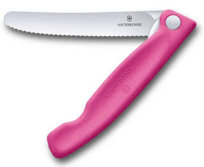 Victorinox Swiss Classic Folding Fruit and Vegetable Knife, Serrated Blade, Pink