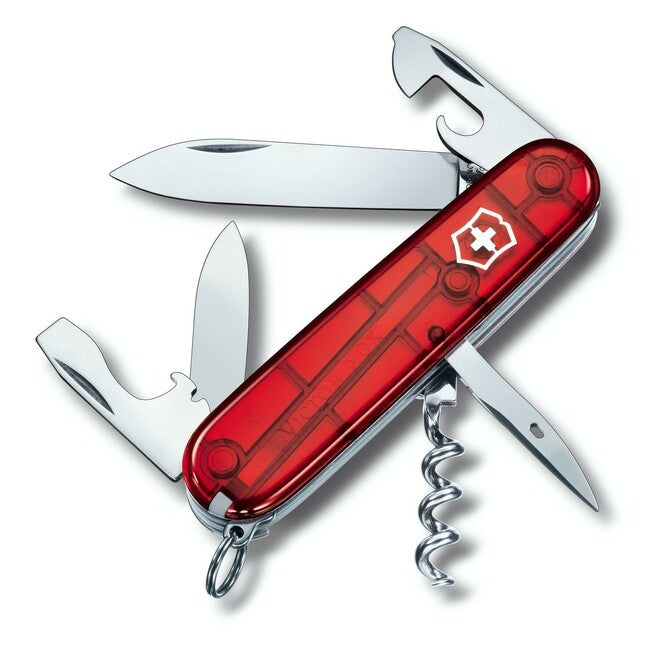 Victorinox Spartan Translucent Red Multitool, Transparent Red, 12 Functions Knife, 91mm