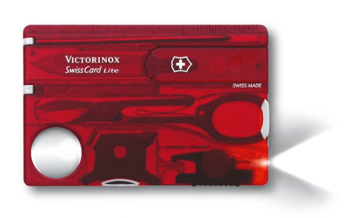 Victorinox SwissCard Lite Pocket Knife, Transparent Red, 13 Functions, Blister