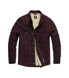 Vintage Industries Craft heavyweight sherpa jacket, burgundy checked