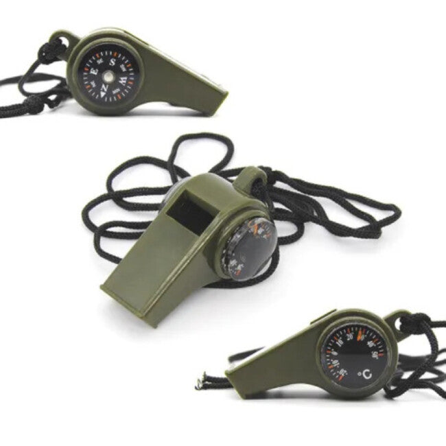 WARAGOD Multifunctional Emergency Whistle 3 in 1 Whisp, Army Green