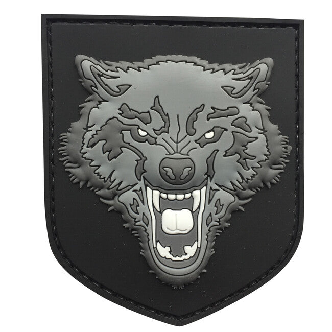 WARAGOD 3D Wolf PVC Patch, Grey
