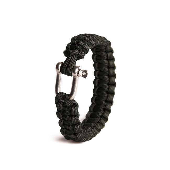 WARAGOD Paracord Bracelet with Metal Clasp, Black