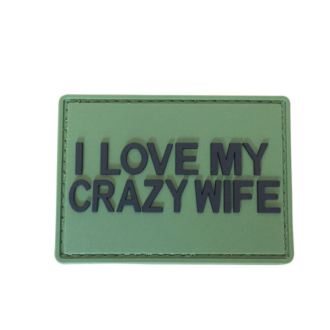 WARAGOD I Love My Crazy Wife PVC Patch, Green