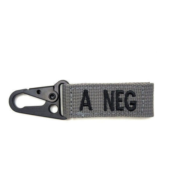 WARAGOD Blood Type Patch A- Negative Carabiner, Grey