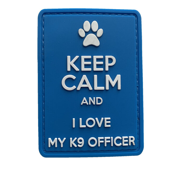 WARAGOD Keep Calm and I love my K9 PVC Patch, Navy Blue