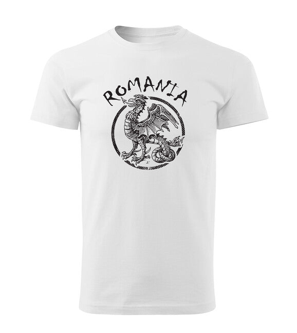 DRAGOWA Short T-Shirt "Romanian Dragon", White 160g/m2
