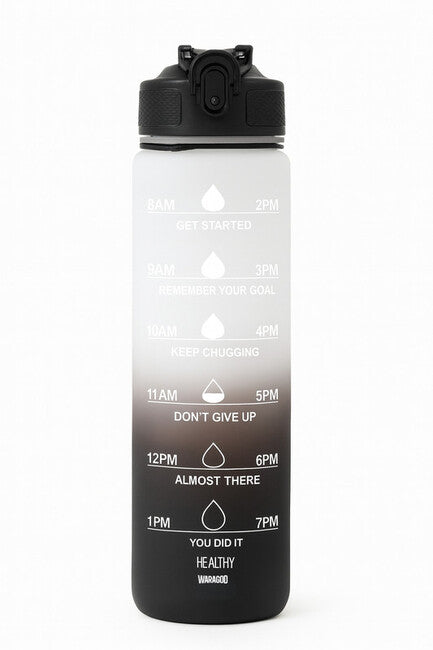 WARAGOD Hydrate Water Bottle 1000ml, Black/White
