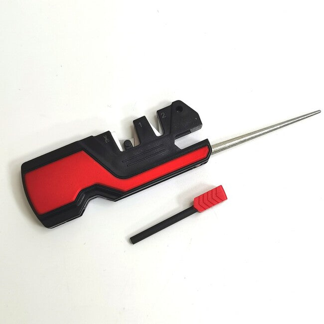 WARAGOD Multifunctional Knife Sharpener/Fire Starter 6in1, Red