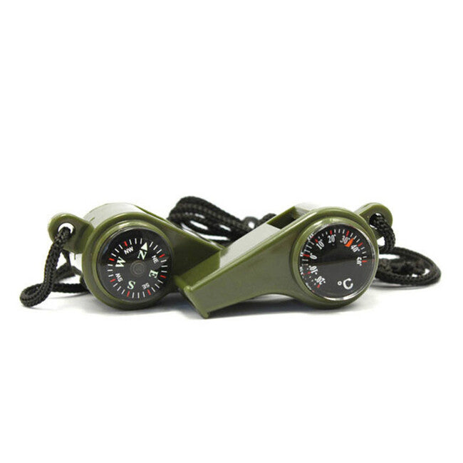 WARAGOD Multifunctional Emergency Whistle 3 in 1 Whisp, Army Green