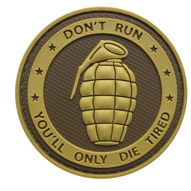 WARAGOD Don't Run, You'll only Die Tired Grenade 3D Patch, Coyote, 6cm