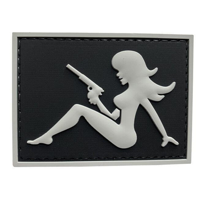 WARAGOD 3D Girl with Pistol on Right Hand Patch Black 7x5cm