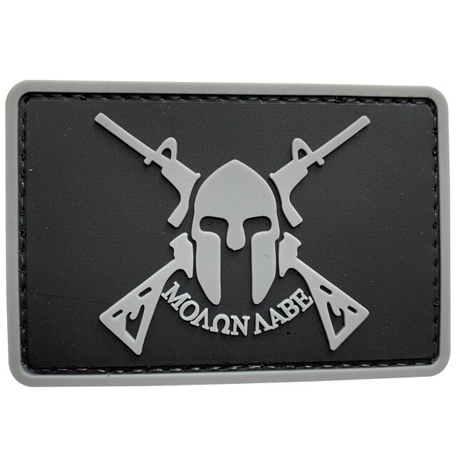 WARAGOD 3D Molon Labe Spartan With Two Rifles Patch 7.5x5cm, Black