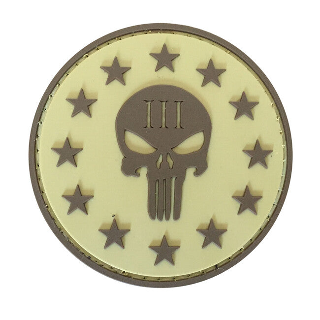 WARAGOD 3D Three Percenter Punisher Patch, Coyote, 6cm