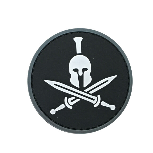 WARAGOD 3D Round Spartan Molon Labe Patch 6cm, Black