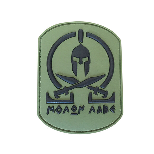WARAGOD 3D Spartan Molon Labe Patch, Olive, 7x5.3cm