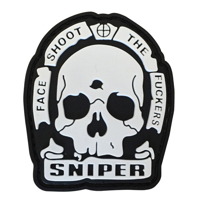WARAGOD Face Shoot The Fuckers PVC Patch, Black and White