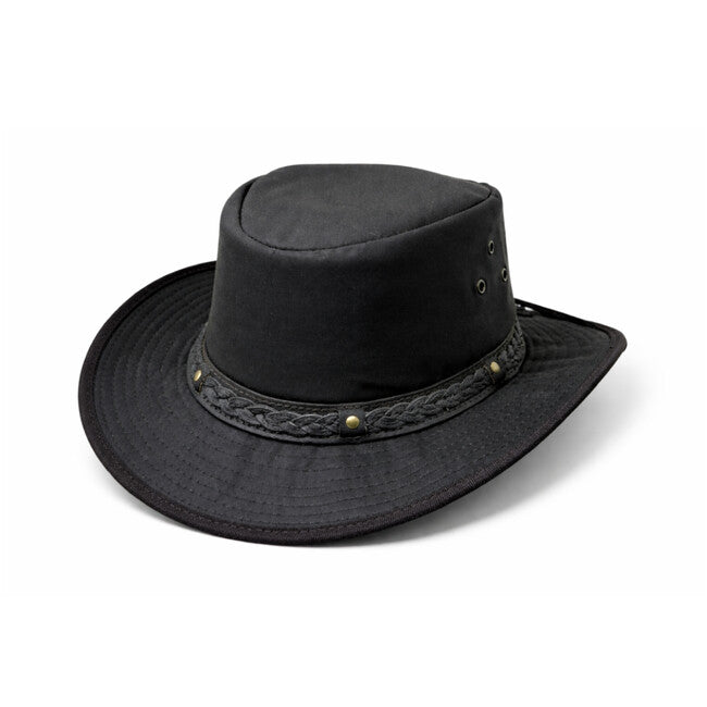WARAGOD Olvin Waxed Hat with Waterproof Treatment and UPF 50+ Protection, Black