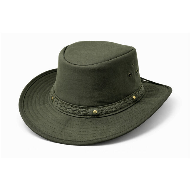 WARAGOD Olvin Waxed Hat with Waterproof Treatment and UPF 50+ Protection, Olive