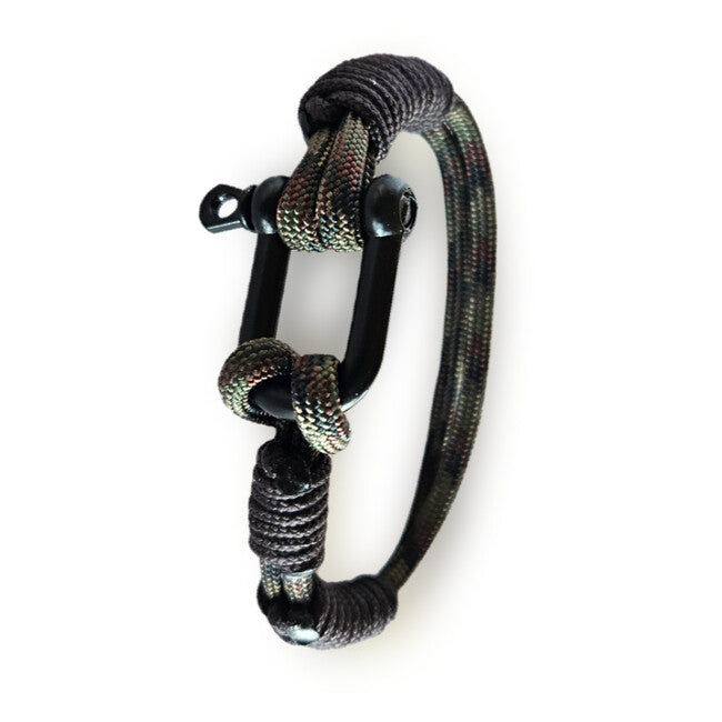 WARAGOD Paracord Bracelet with Metal Clasp Faila, Camo Green