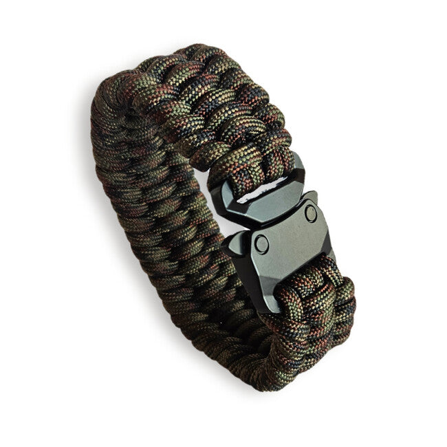 WARAGOD Paracord Bracelet with Metal Clip Avär, Camo Green