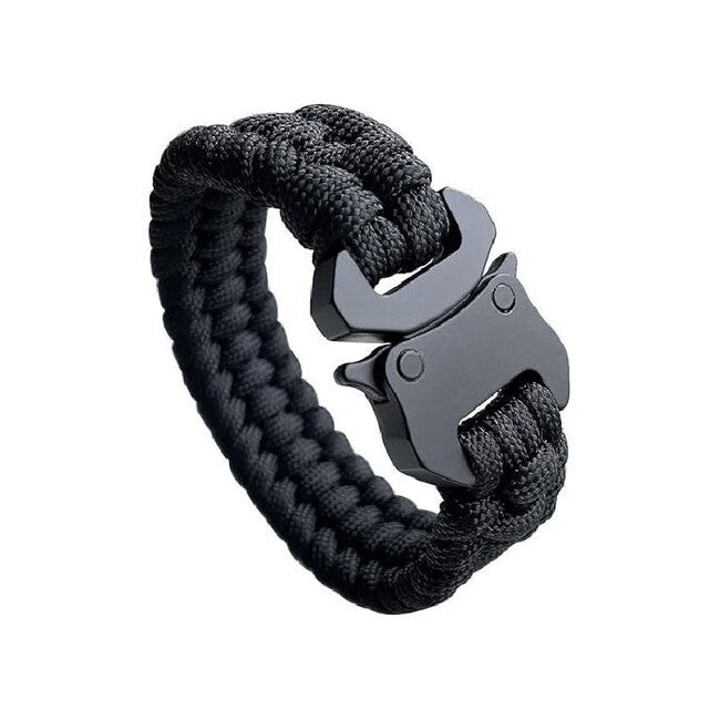 WARAGOD Paracord Bracelet with Metal Clip Avär, Black
