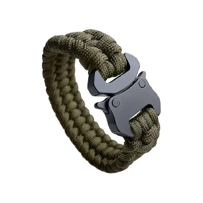 WARAGOD Paracord Bracelet with Metal Clip Avär, Green