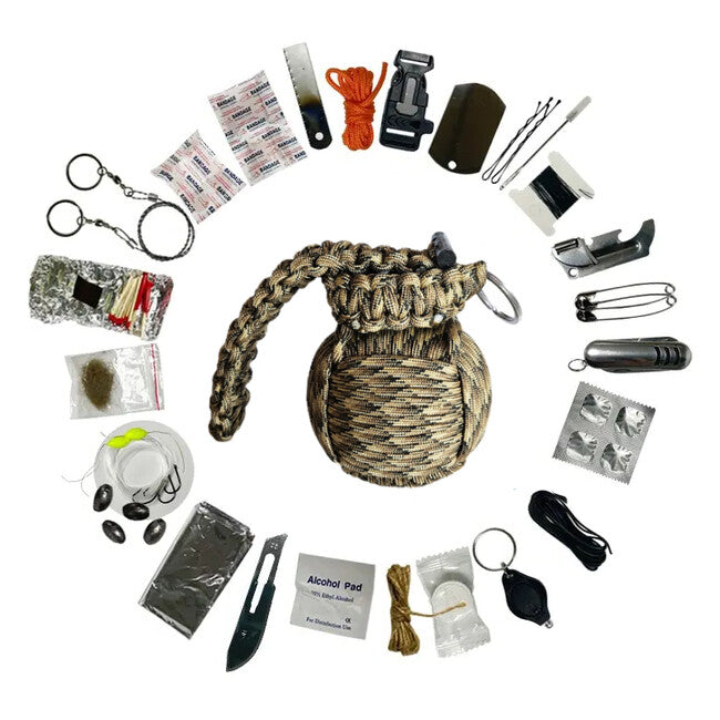WARAGOD Menel Paracord Survival Kit, Coyote Camo