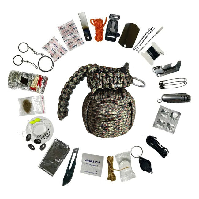 WARAGOD Menel Paracord Survival Kit, Camo Green