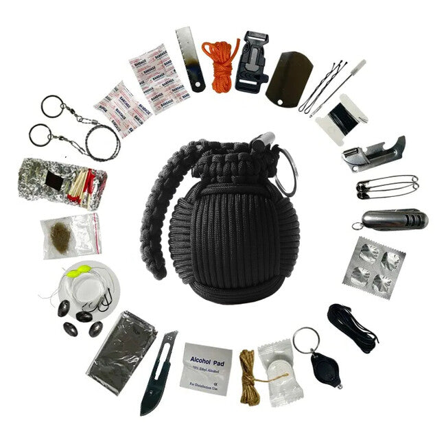 WARAGOD Menel Paracord Survival Kit, Black