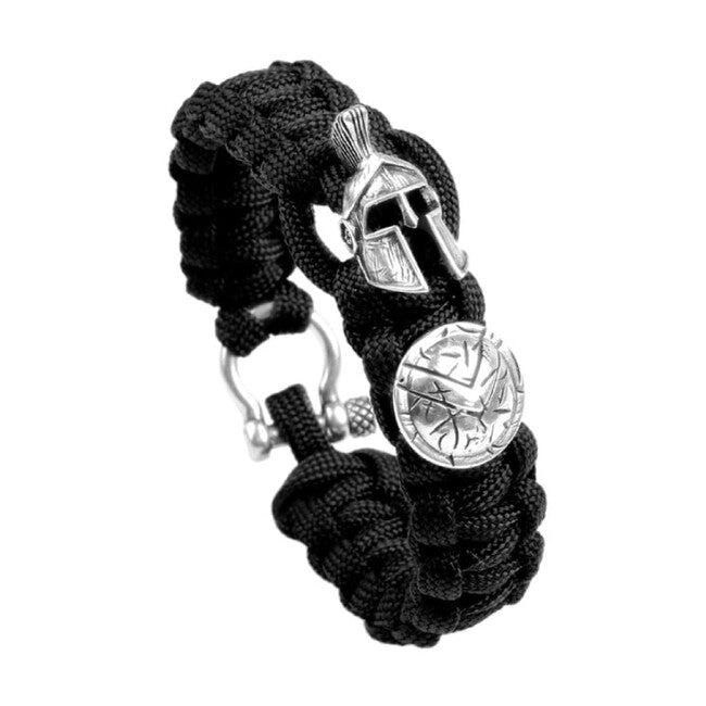 WARAGOD Paracord Spartan Bracelet with Metal Clasp Hanta, Black