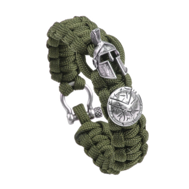 WARAGOD Paracord Spartan Bracelet with Metal Clasp Hanta, Green