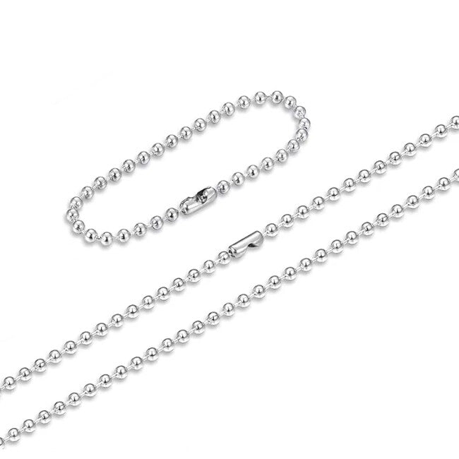 Waragod 2-Piece Replacement Ball Chain Set for ID Tags, Silver