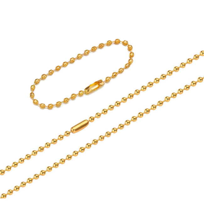 Waragod Set 2pcs Replacement Ball Chains for ID Tags, Gold