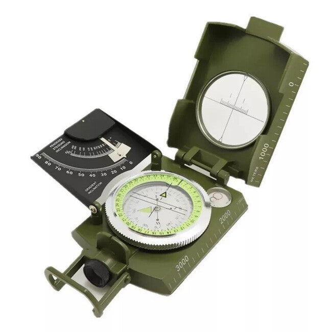 WARAGOD Skladací turistický kompas s puzdrom Journey, army green