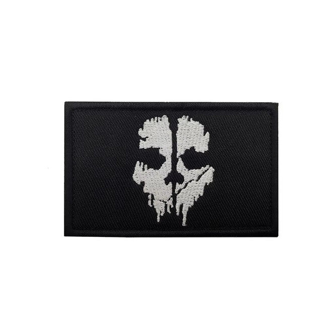 WARAGOD Call of Duty Ghost Mask Embroidered Patch, Black-White