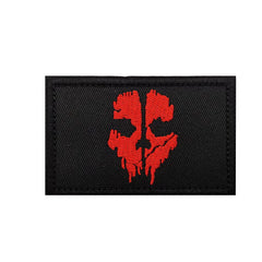 WARAGOD Call of Duty Ghost Mask Embroidered Patch, Black-Red