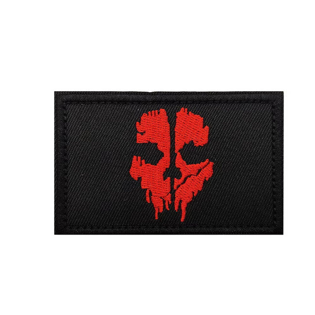 WARAGOD Call of Duty Ghost Mask Embroidered Patch, Black-Red